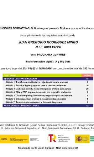Diploma en Transformación Digital: IA y Big Data